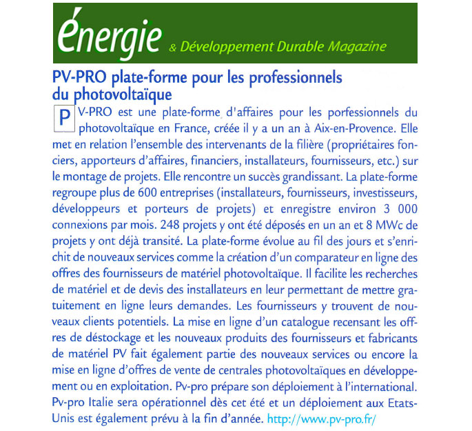 Energie et développement durable magasine [Octobre 2011]
